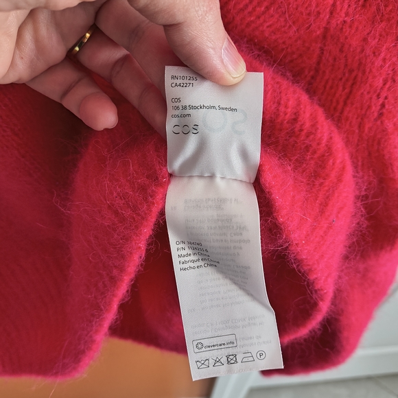 COS Bright Pink Alpaca Blend Turtleneck Sweater - Picture 5 of 8